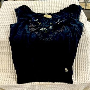 Navy blue summer top with elastic waist, Abercrombie and Fitch size large